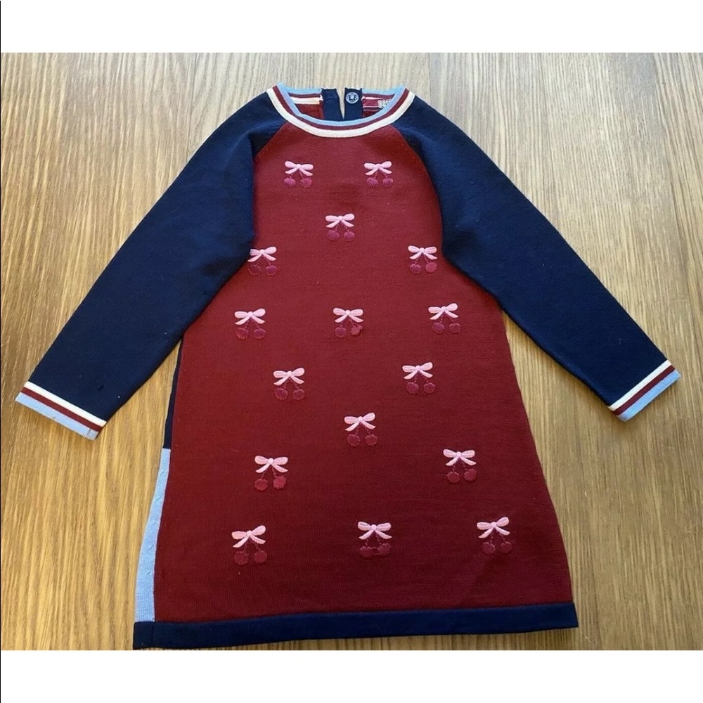 Bosco Girl Marron Blue Wool Sweater Dress Size 2